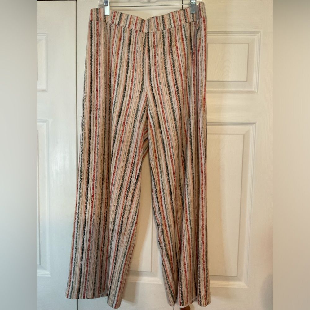 JM Collection Striped Pull On Pants Lined Size XL